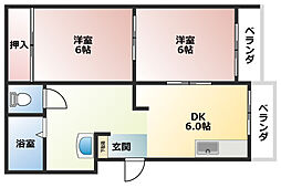 コーポ85 2階2DKの間取り