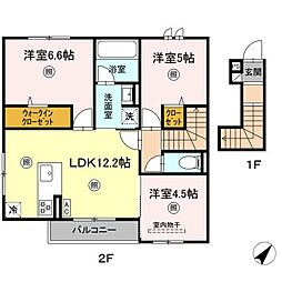 クレール森 2階3LDKの間取り