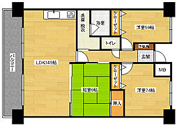 アスレ東原II番館 1402 14階3LDKの間取り