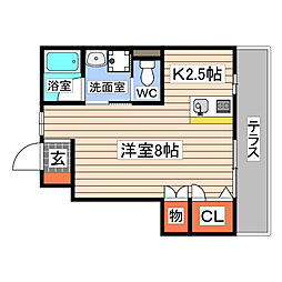 Villa Cannele（ヴィラ カヌレ） 1階1Kの間取り