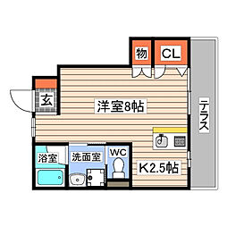 Villa Cannele（ヴィラ カヌレ） 1階1Kの間取り