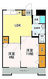 長束メゾン小谷 2階2LDKの間取り