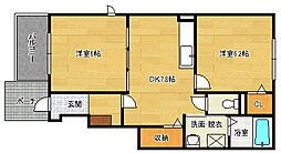 セントルイス 1階2DKの間取り