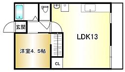 新宅第1ビル 4階1LDKの間取り