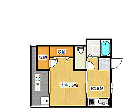 プレゼンス庚午北 401 4階1Kの間取り