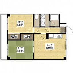 プーテゥジュール1番街 3階2LDKの間取り