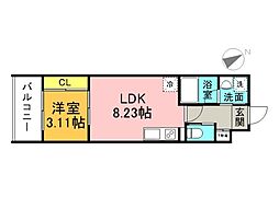 YELLSTAGE長束WEST 1LDKの間取図画像