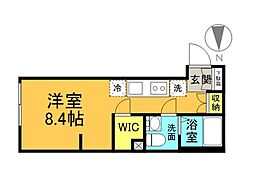 COLLINA向洋中町 207 2階ワンルームの間取り