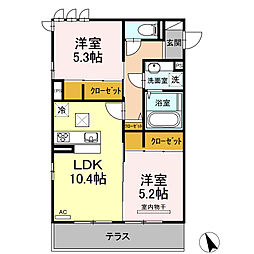 サンビレッジ三戸 2LDKの間取図画像