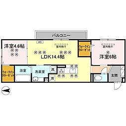 広島市安佐南区大町西3丁目アパート 2LDKの間取図画像