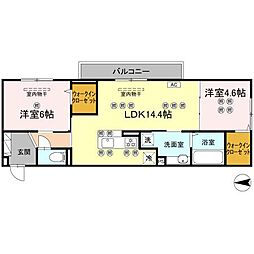 広島市安佐南区大町西3丁目アパート 2LDKの間取図画像