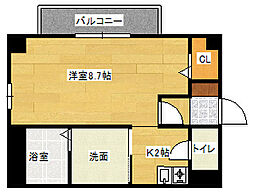 フィネス東白島 1Kの間取図画像