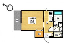 レガリスト87g草津東 1Kの間取図画像