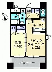 J・grace河原町 1LDKの間取図画像