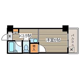 ソアール矢野 1Kの間取図画像