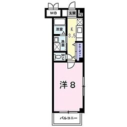 コリウス 1Kの間取図画像