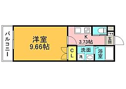 M・テラス上安A棟 1Kの間取図画像
