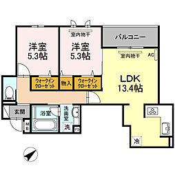 リベラ2 2LDKの間取図画像