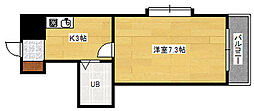 グランドール西原 1Kの間取図画像
