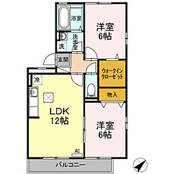 セジュール影橋A 2LDKの間取図画像