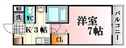 イマニシビル 1Kの間取図画像