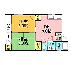 戸倉ビル 2DKの間取図画像