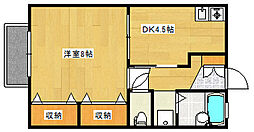 J～H～1 1DKの間取図画像