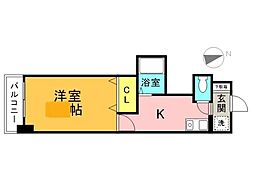 横田第二ビル 1Kの間取図画像