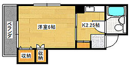 ひらた屋ハイツ 1Kの間取図画像