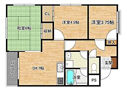 コーポ府南 3DKの間取図画像