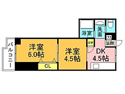 舟入安本ビル 2DKの間取図画像