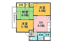 イーストフィールド壱番館 3DKの間取図画像