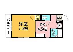 プロスパーヤマモト 1DKの間取図画像