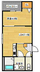 フォレスト草津南 1LDKの間取図画像