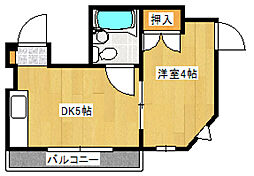 マントク橋本町 1DKの間取図画像