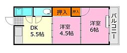 第一ゆうきアパート 2DKの間取図画像