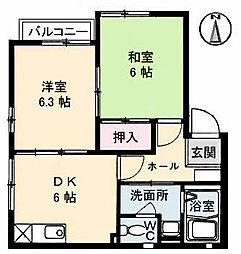K・ガーデン 2DKの間取図画像