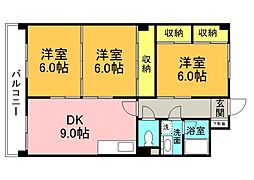 庚午グリーンハイム 3DKの間取図画像