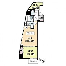 ブランシエスタ広島駅 2LDKの間取図画像