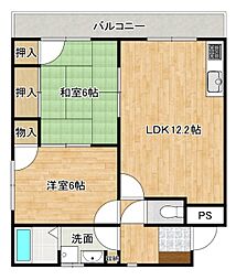 SY桃山 2LDKの間取図画像