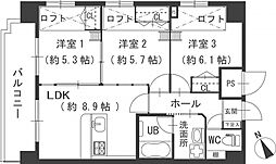 グランドポレストーネ大手町弐番館 2SLDKの間取図画像