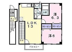 グランドールセレノA 2LDKの間取図画像