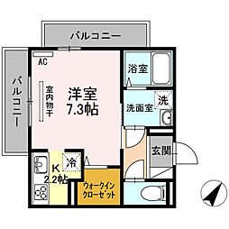ベローナ 1Kの間取図画像