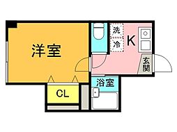 COMFORTAKEBONO 1Kの間取図画像