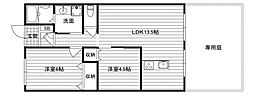 ボイス大河 2LDKの間取図画像