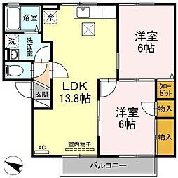 セジュールカメリアA 2LDKの間取図画像