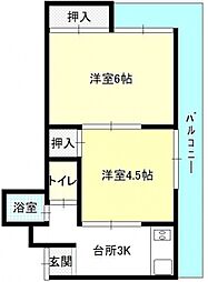 尾崎ビル 2Kの間取図画像