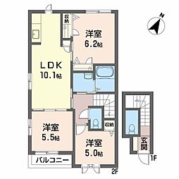 リバーサイド中野A 3LDKの間取図画像