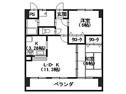 キャトルセゾン 2LDKの間取図画像