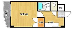 リスティア中筋 1Kの間取図画像